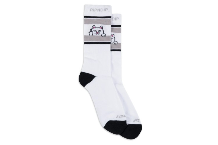 Rip N Dip Peeking Nermal Socks - White / Charcoal