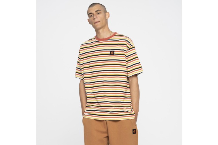 Santa Cruz Classic Label Stripe Unbleached Cotton T-Shirt - UNI