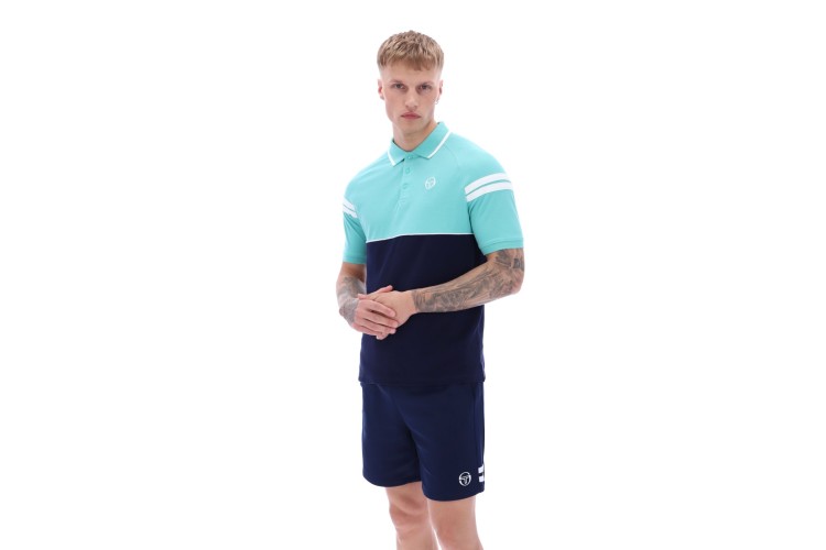 Sergio Tacchini Cambio S/S Polo Shirt - Pool Blue/Maritime Blue/White
