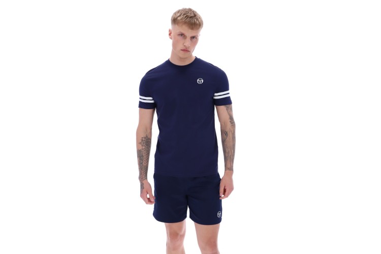 Sergio Tacchini Grello Crew Neck T-Shirt - Maritime Blue/White