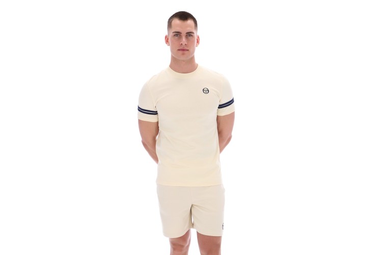 Sergio Tacchini Grello Crew Neck T-Shirt - Sandshell/Maritime Blue