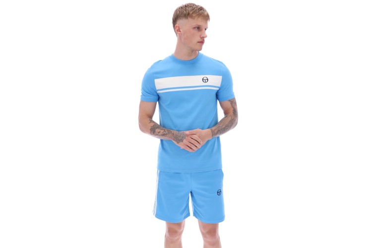 Sergio Tacchini Master Crew Neck T-Shirt - Azure Blue/Gardenia