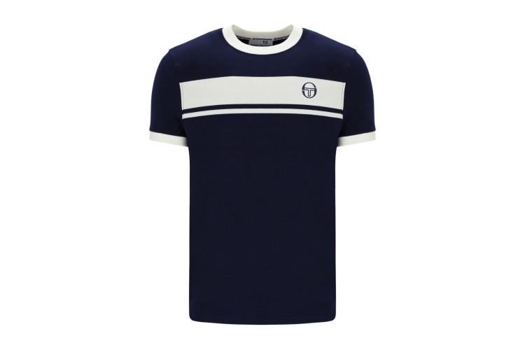 Sergio Tacchini Master Crew Neck T-Shirt - Maritime Blue/Gardenia/Maritime Blue