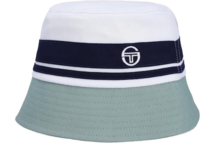 Sergio Tacchini Newsford Bucket Hat - White/Maritime Blue/Lead