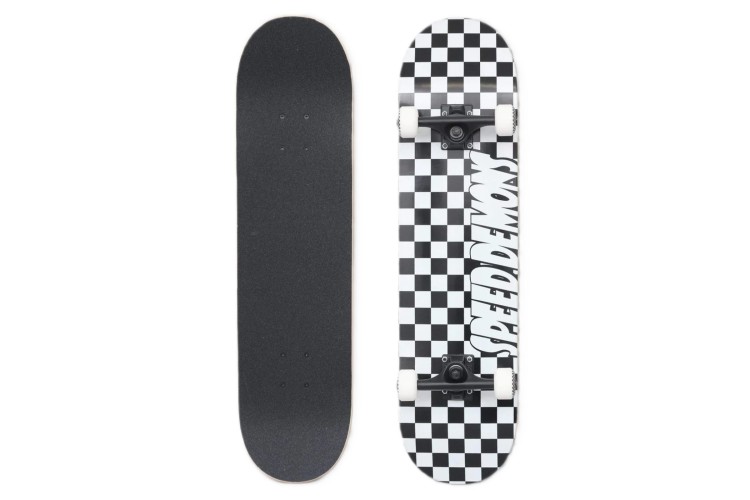 Speed Demons Checkers Complete Skateboard - Black/White