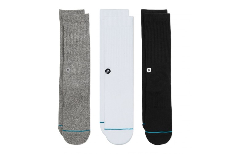 Stance Icon 3 Pack Socks - White/Black/Grey