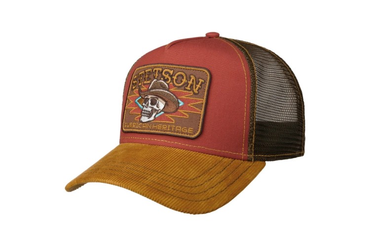 Stetson Cowboy Skull Trucker Cap - Red