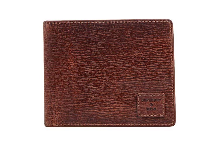 Superdry Benson Boxed Bi Fold Leather Wallet - Dark Tan