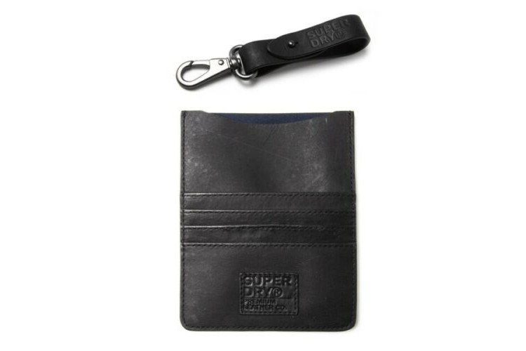 Superdry Leather Travel Wallet Set - Black