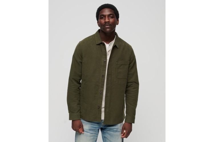 Superdry Merchant Moleskin Overshirt - Dark Moss Skin