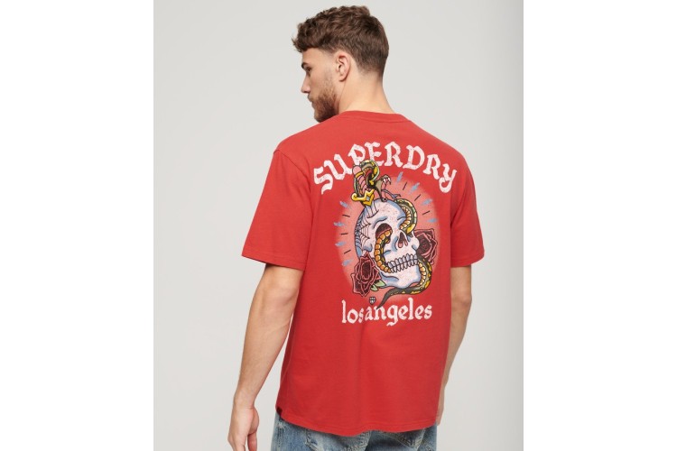 Superdry Tattoo Graphic Loose S/S T-Shirt - Soda Pop Red