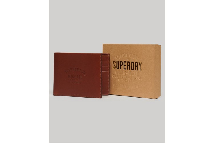 Superdry Leather Wallet In A Box - Cognac Brown