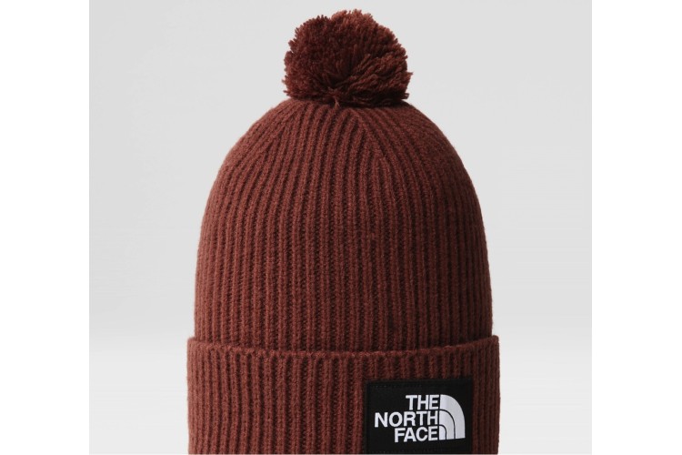 The North Face Logo Pom Beanie - Dark Oak