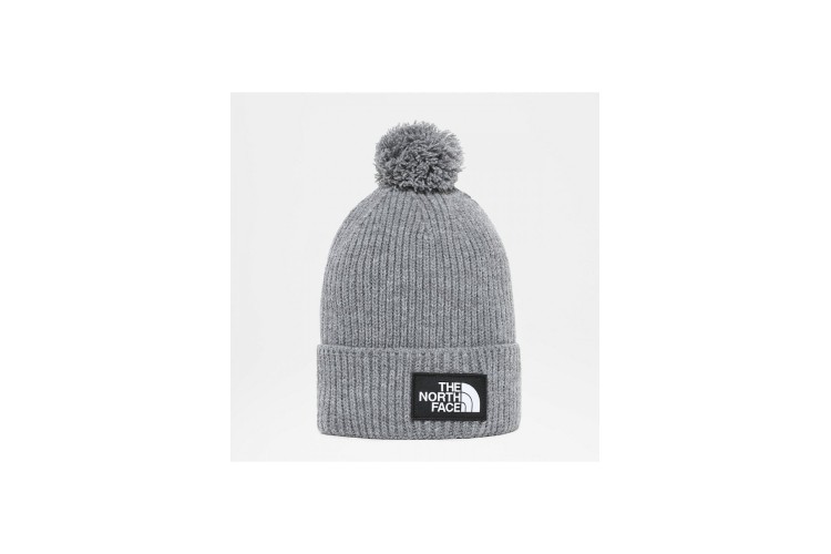 The North Face Logo Pom Beanie - TNF Medium Grey