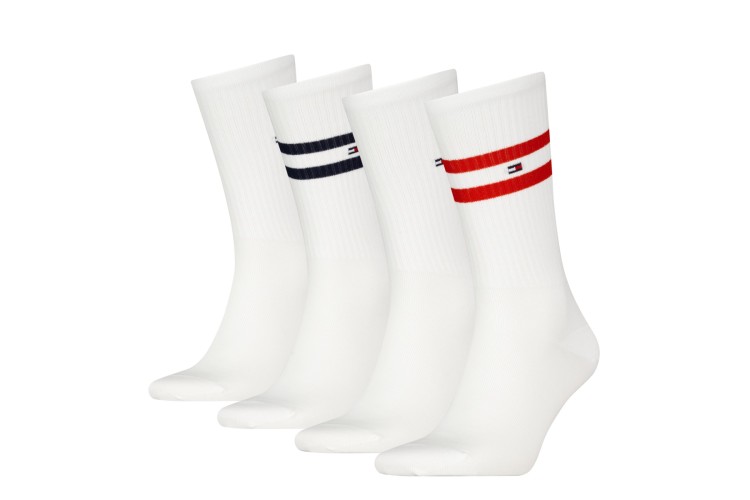 Tommy Hilfiger 4 Pack Sport Stripe Men's Socks Gift Box - White