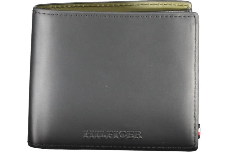 Tommy Hilfiger Logo Monotype Leather Coin Wallet - Black