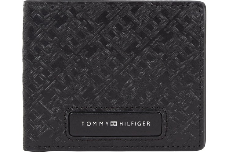 Tommy Hilfiger Monogram Leather Card Wallet - Black