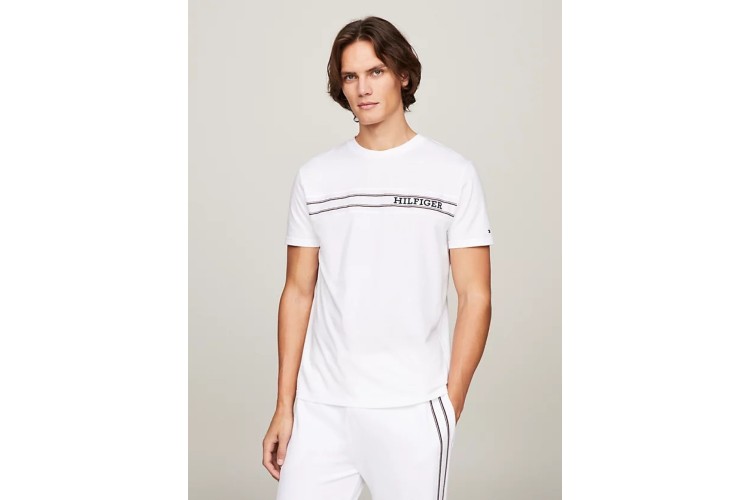 Tommy Hilfiger Monotype Logo Stripe T-Shirt - White