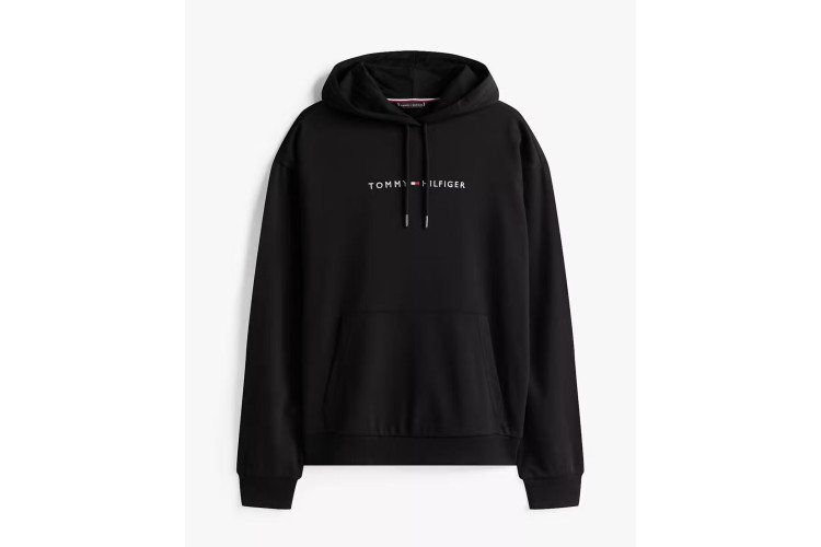 Tommy Hilfiger Original Logo Drawstring Hoodie - Black