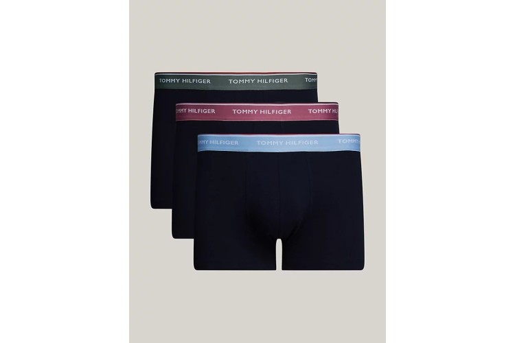 Tommy Hilfiger Premium Essential Logo Waistband 3 Pack Trunks - WellWater/Stonewash/MetroMauve 