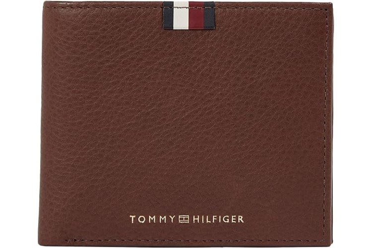 Tommy Hilfiger Premium Leather Card & Coin Wallet - Dark Tan