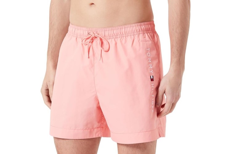 Tommy Original Logo Mid Length Swim Short - Summer Peach