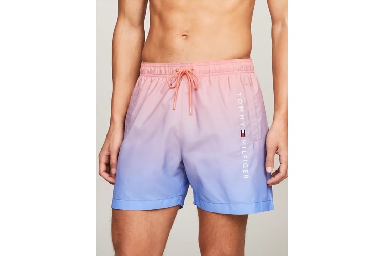 Tommy Original Ombre Mid Length Swim Shorts - Ombre Coral Blossom/Blue Spell