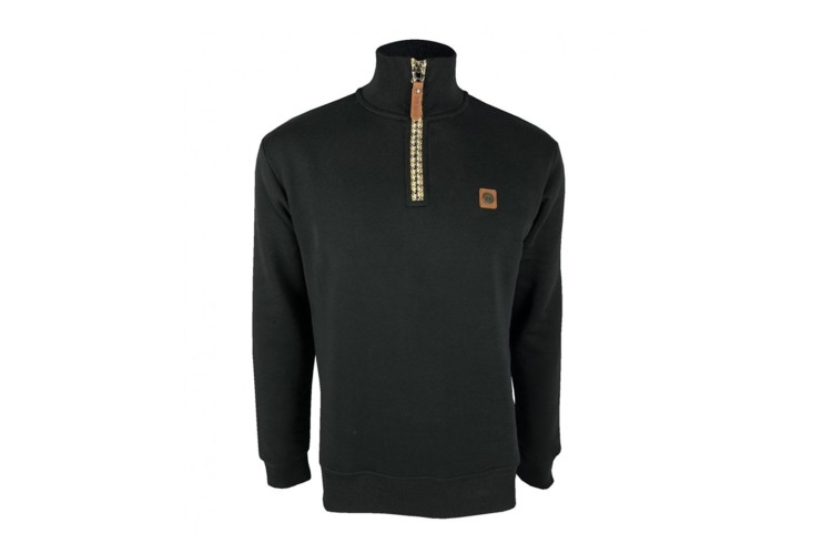 Trojan Houndstooth Trim 1/2 Zip TR/8856 Sweatshirt - Black