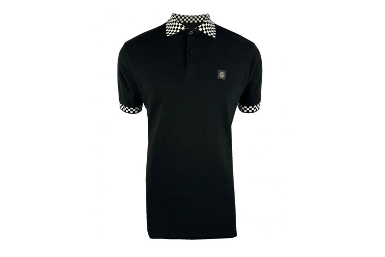 Trojan TR/8929 Checkerboard Trim Pique Polo - Black