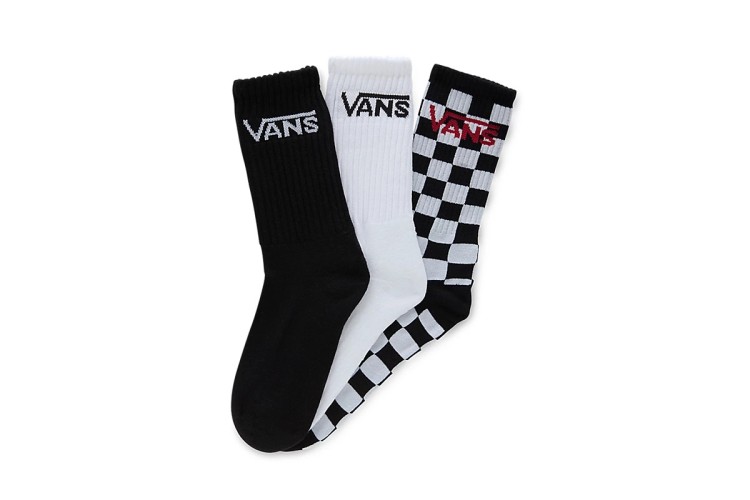 Vans Boys Classic Crew Socks - UK 1/5 - Black/White Checkj