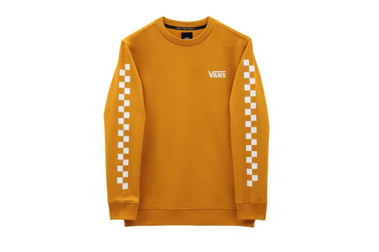 Vans Boys Exposition Check Crew Pullover Sweatshirt - Yellow Orange