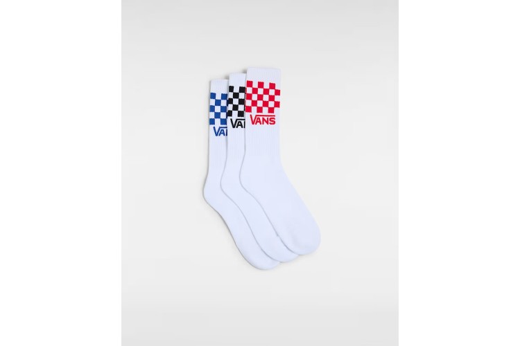 Vans Classic Check Crew Socks (3 pairs) UK 8.5/12 - White
