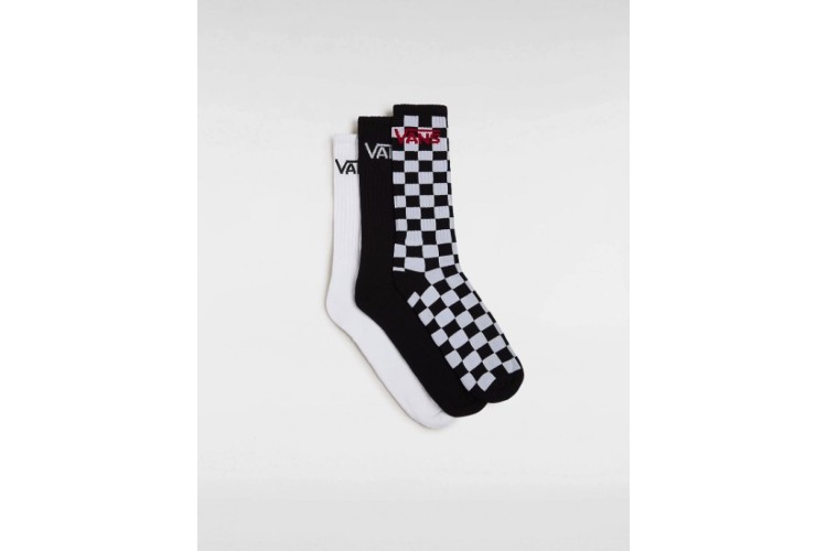 Vans Off The Wall Classic Crew 3 Pack Socks - Black White Check