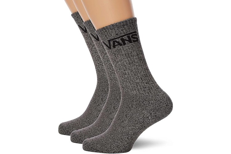 Vans Off The Wall Mens Classic Crew 3 Pack Socks - Black Heather