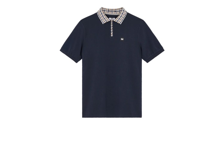 Weekend Offender Lachine Jaquard Rib S/S Polo - Navy/Mid House Check
