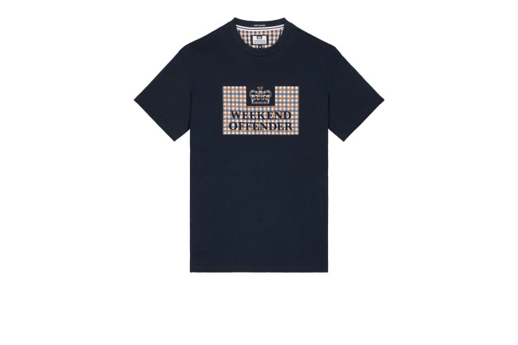 Weekend Offender Shevchenko S/S T-Shirt - Navy/Mid House Check