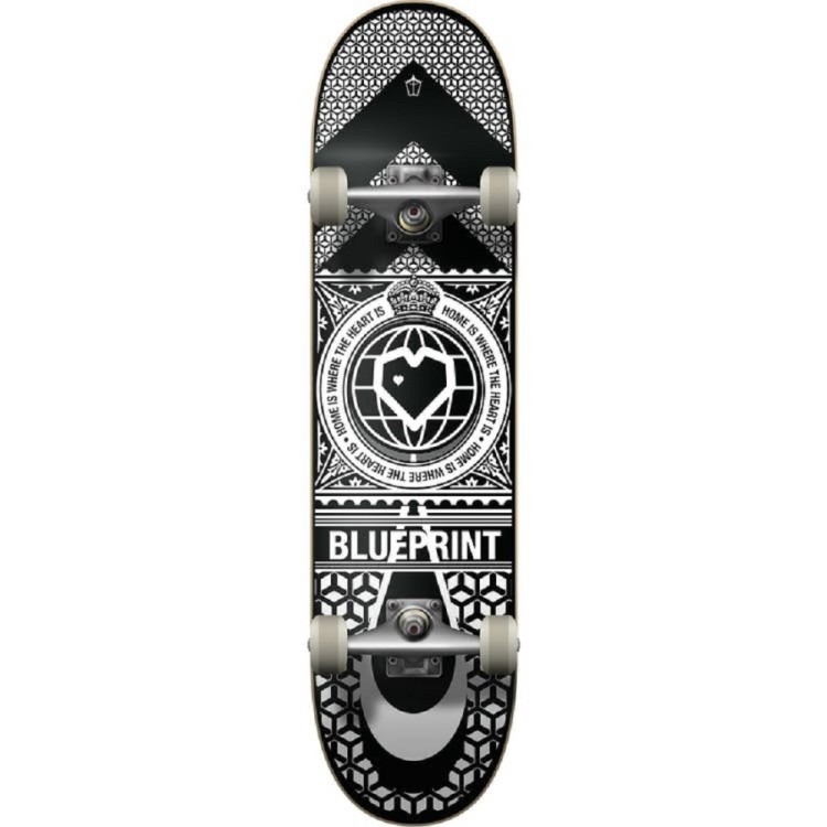 Blueprint Home Heart Black/Silver Skateboard Complete - 8.0