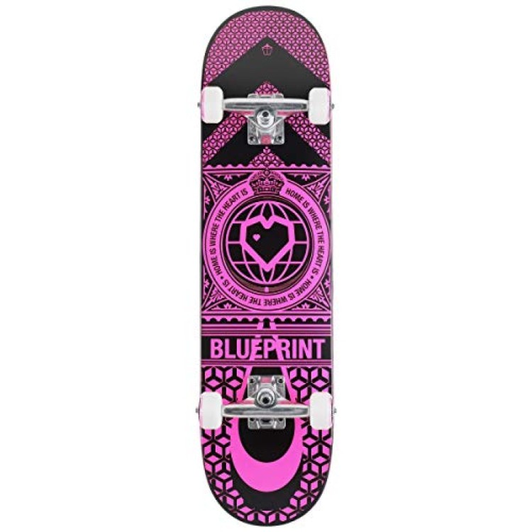 Blueprint Home Heart Pink / Black Skateboard Complete - 7.75