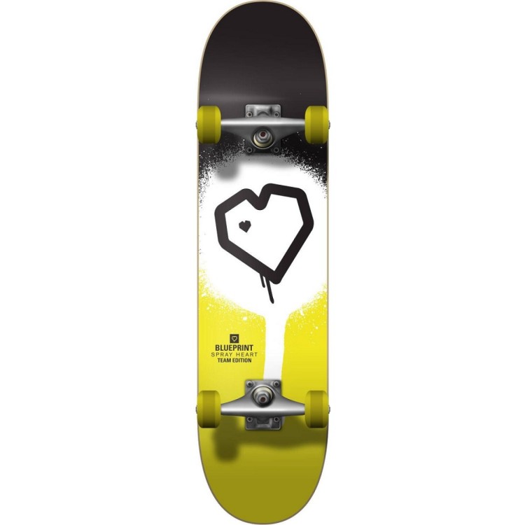 Blueprint Spray Heart Black/Yellow Skateboard Complete - 7.25